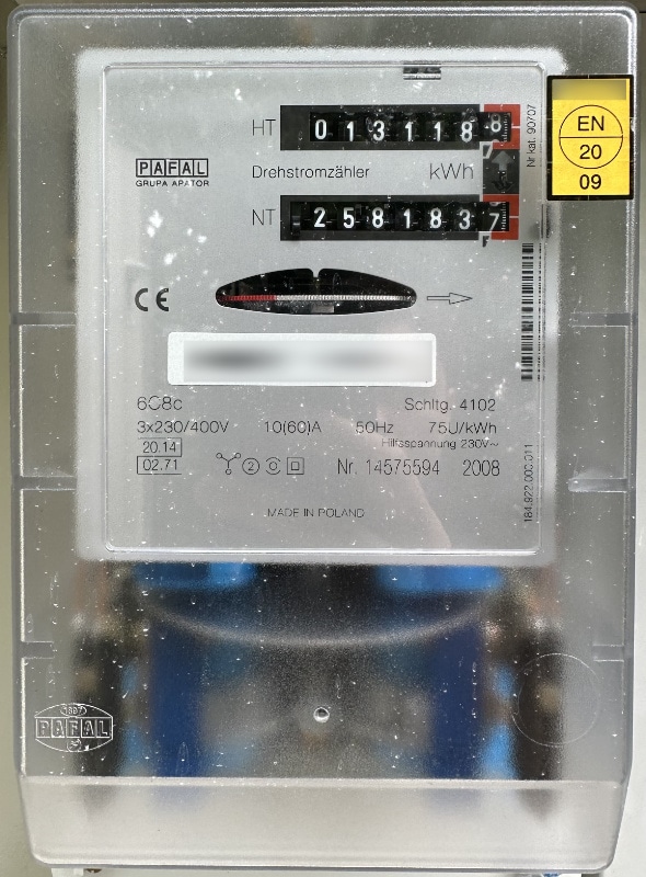 Mechanischer Stromzähler ohne Rücklaufsperre