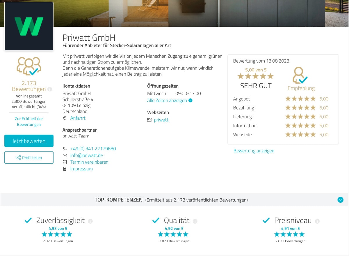 Priwatt Kundenbewertungen und Erfahrungen bei ProvenExpert