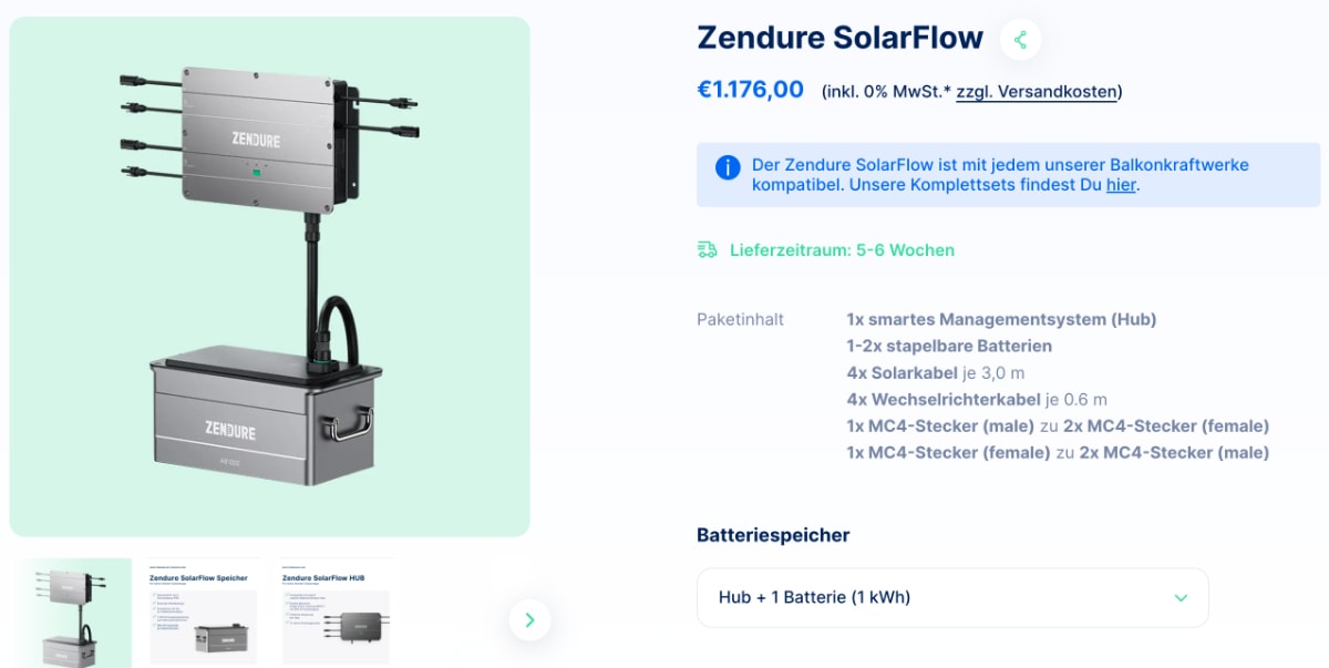 Zendure SolarFlow Batteriespeicher für Balkonkraftwerke bei Priwatt