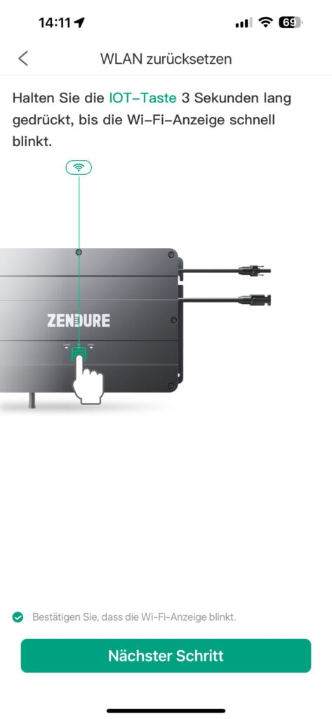 Zendure SolarFlow WLAN Verbindung