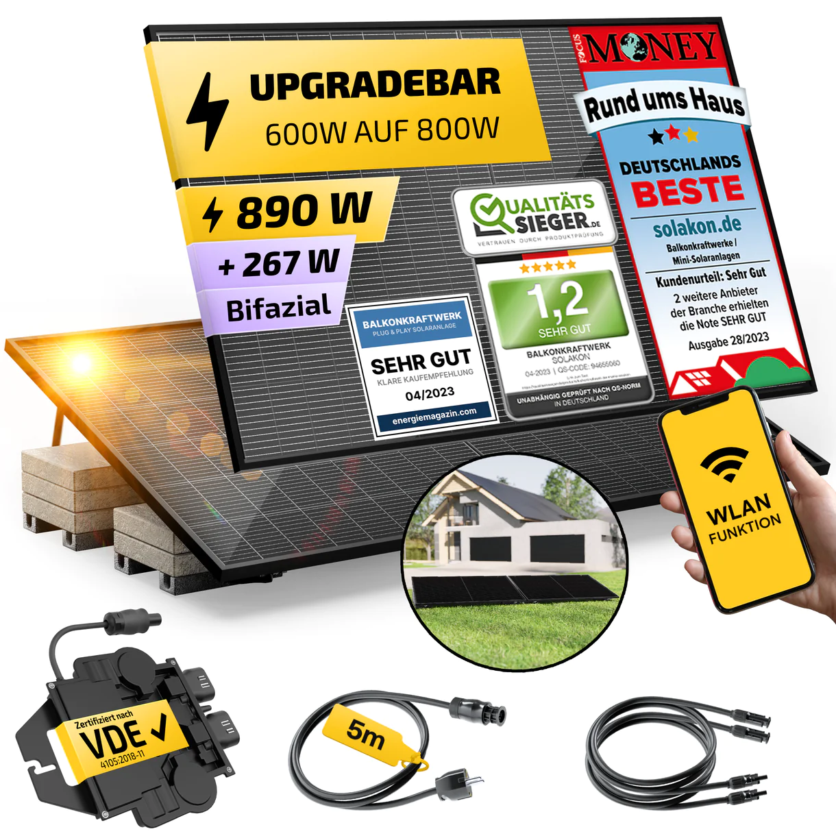 Solakon onBasic (890 Wp) bifaziales Balkonkraftwerk